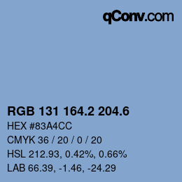 カラーコード: RGB 131 164.2 204.6 | qconv.com