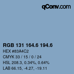 カラーコード: RGB 131 164.6 194.6 | qconv.com