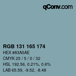 Color code: RGB 131 165 174 | qconv.com
