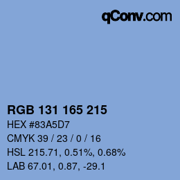 Color code: RGB 131 165 215 | qconv.com