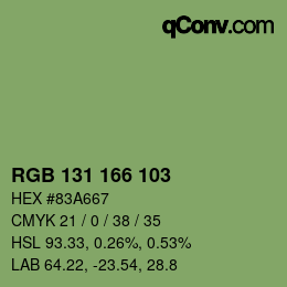 Color code: RGB 131 166 103 | qconv.com