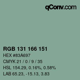 カラーコード: RGB 131 166 151 | qconv.com