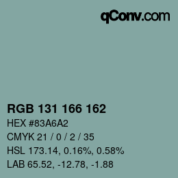 Color code: RGB 131 166 162 | qconv.com