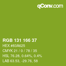 Color code: RGB 131 166 37 | qconv.com