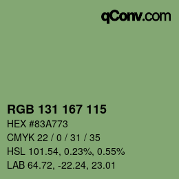 Farbcode: RGB 131 167 115 | qconv.com