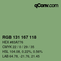 Código de color: RGB 131 167 118 | qconv.com