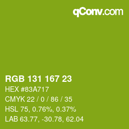 Color code: RGB 131 167 23 | qconv.com
