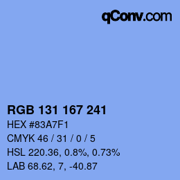 Color code: RGB 131 167 241 | qconv.com