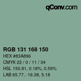 颜色代码: RGB 131 168 150 | qconv.com