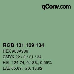 Color code: RGB 131 169 134 | qconv.com