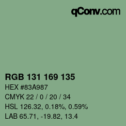 Color code: RGB 131 169 135 | qconv.com