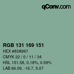 Color code: RGB 131 169 151 | qconv.com