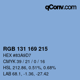 Color code: RGB 131 169 215 | qconv.com