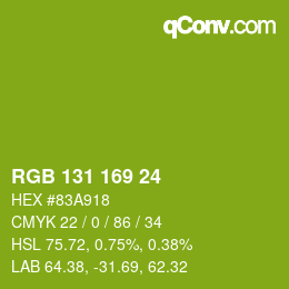 Color code: RGB 131 169 24 | qconv.com