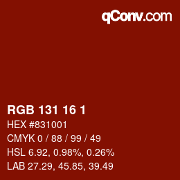 Color code: RGB 131 16 1 | qconv.com