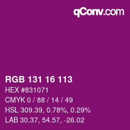 Color code: RGB 131 16 113 | qconv.com