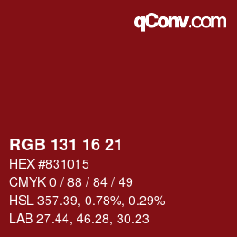 Color code: RGB 131 16 21 | qconv.com