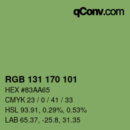 颜色代码: RGB 131 170 101 | qconv.com