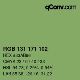 Color code: RGB 131 171 102 | qconv.com