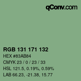 Código de color: RGB 131 171 132 | qconv.com