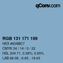 Color code: RGB 131 171 199 | qconv.com