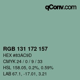 カラーコード: RGB 131 172 157 | qconv.com