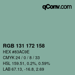 Color code: RGB 131 172 158 | qconv.com