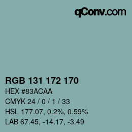 カラーコード: RGB 131 172 170 | qconv.com