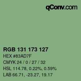 Código de color: RGB 131 173 127 | qconv.com