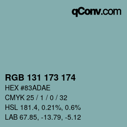 Color code: RGB 131 173 174 | qconv.com