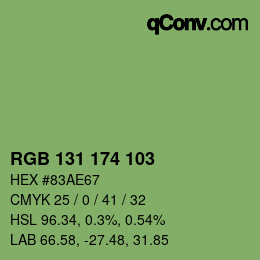 Color code: RGB 131 174 103 | qconv.com