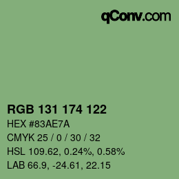 颜色代码: RGB 131 174 122 | qconv.com