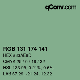 Color code: RGB 131 174 141 | qconv.com