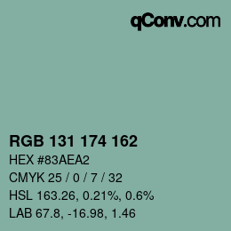 Color code: RGB 131 174 162 | qconv.com