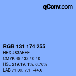 Color code: RGB 131 174 255 | qconv.com