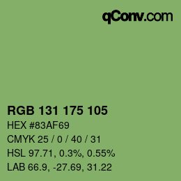Color code: RGB 131 175 105 | qconv.com