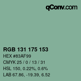 Código de color: RGB 131 175 153 | qconv.com