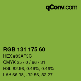 Color code: RGB 131 175 60 | qconv.com