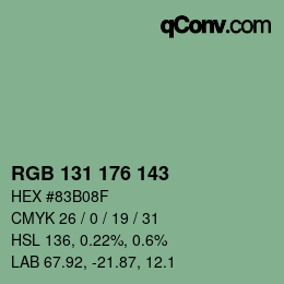 Código de color: RGB 131 176 143 | qconv.com