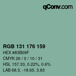 Color code: RGB 131 176 159 | qconv.com