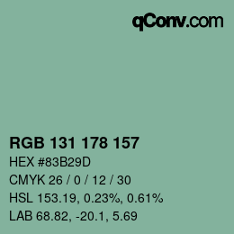 カラーコード: RGB 131 178 157 | qconv.com