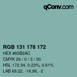 Color code: RGB 131 178 172 | qconv.com