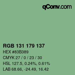 Color code: RGB 131 179 137 | qconv.com