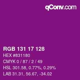 颜色代码: RGB 131 17 128 | qconv.com