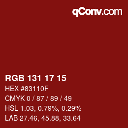 Color code: RGB 131 17 15 | qconv.com