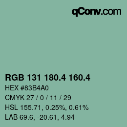 カラーコード: RGB 131 180.4 160.4 | qconv.com