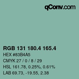 カラーコード: RGB 131 180.4 165.4 | qconv.com