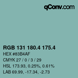 カラーコード: RGB 131 180.4 175.4 | qconv.com