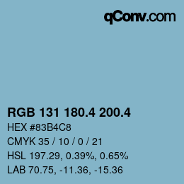 カラーコード: RGB 131 180.4 200.4 | qconv.com