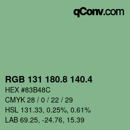 カラーコード: RGB 131 180.8 140.4 | qconv.com
